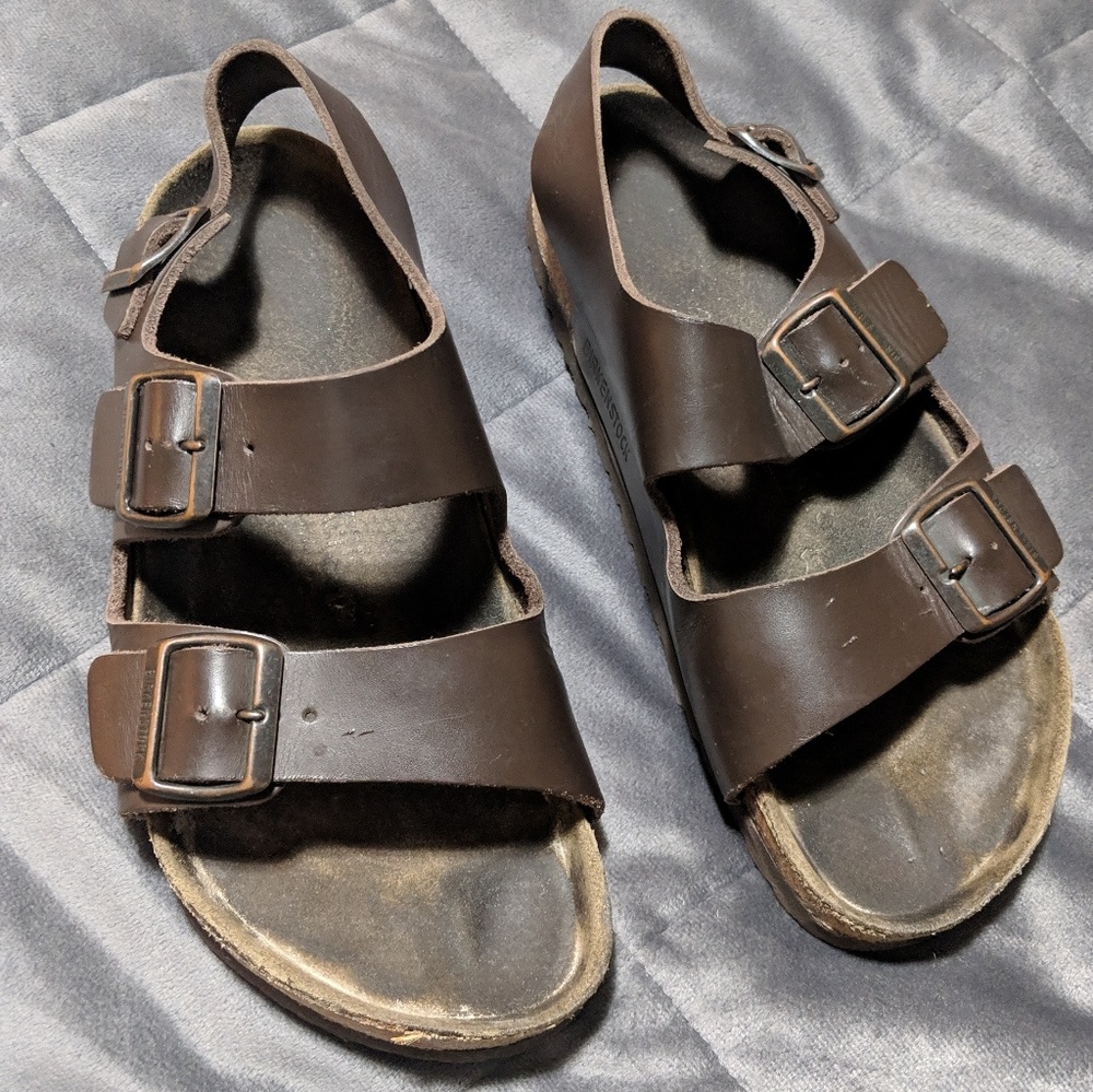 Brown leather Birkenstocks 40